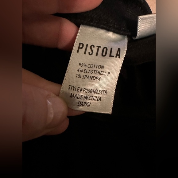 Pistola Teagan Slit Hem High-Rise Straight Jeans in black dark vinyl size 32 - Picture 7 of 7